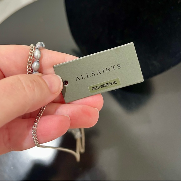 All Saints Long Fresh Water Pearl and Mixed Metal Necklace - Picture 6 of 7